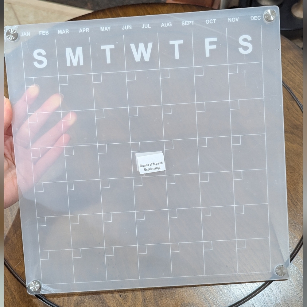 Clear Acrylic Wall Calendar With Dry Erase Markers And Magnet Covers